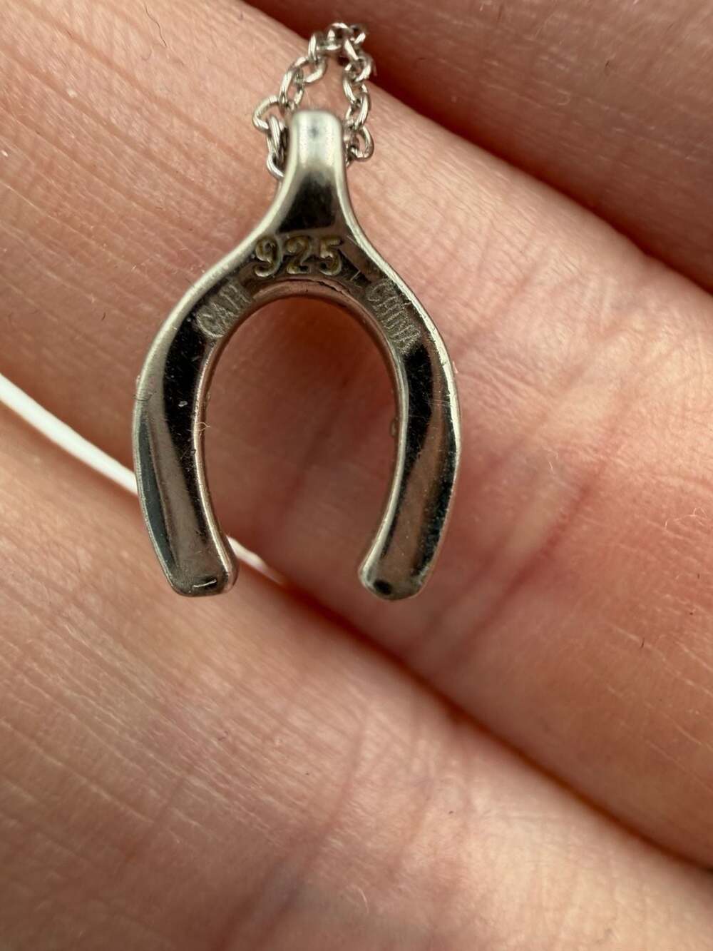 Sterling Silver Wishbone Pendant Necklace - Picture 3 of 6